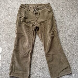 Zara Men's dark khaki  Corduroy Pants carpenter